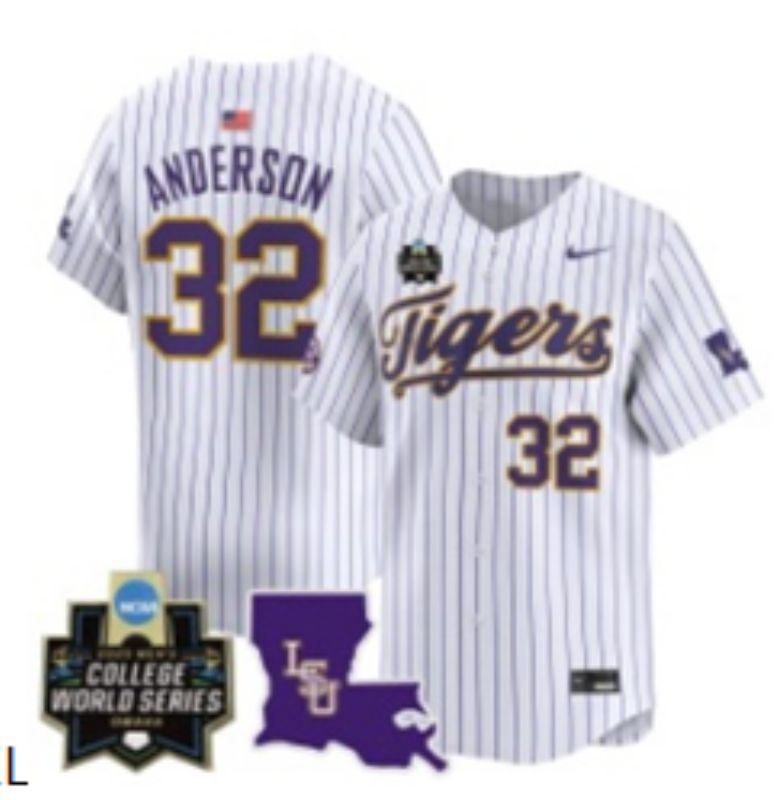 Men 2025 LSU Tigers #32 Anderson White stripe Joint Name Nike NCAA Jersey style 2->ncaa teams->NCAA Jersey